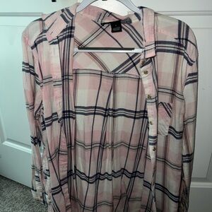 Polly & Esther Pink and Blue Plaid Shirt